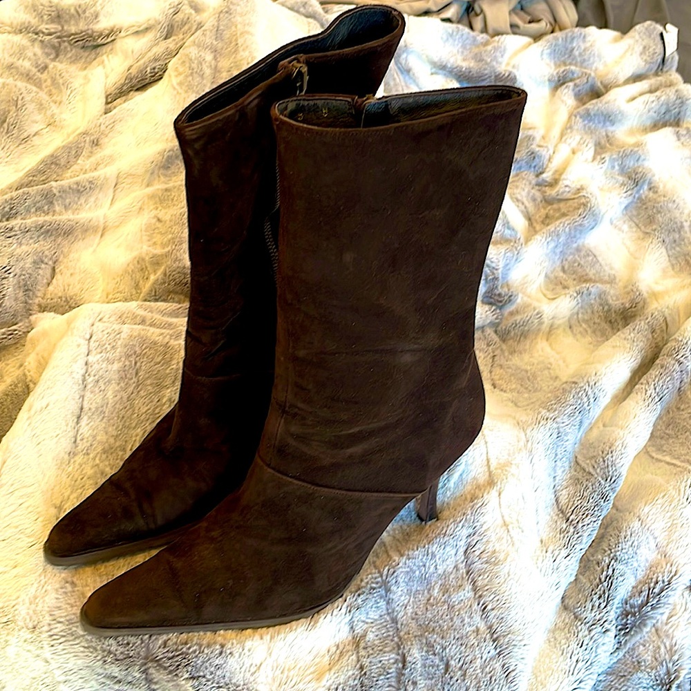 Bebe Brown Suede Boots With 4in Heel Size 8